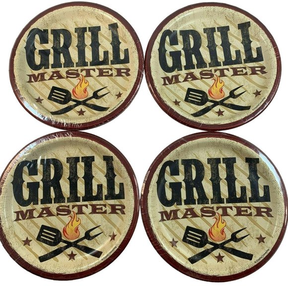 Grill Master Barbecue Party Paper Dessert Plates 6 7/8" 8 Ct Pkgs Lot of 4 USA - Picture 2 of 9